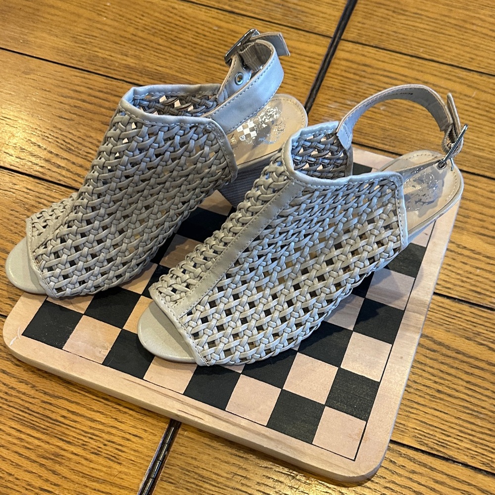 Vince Camuto Woven Slingback Wedges - Gray